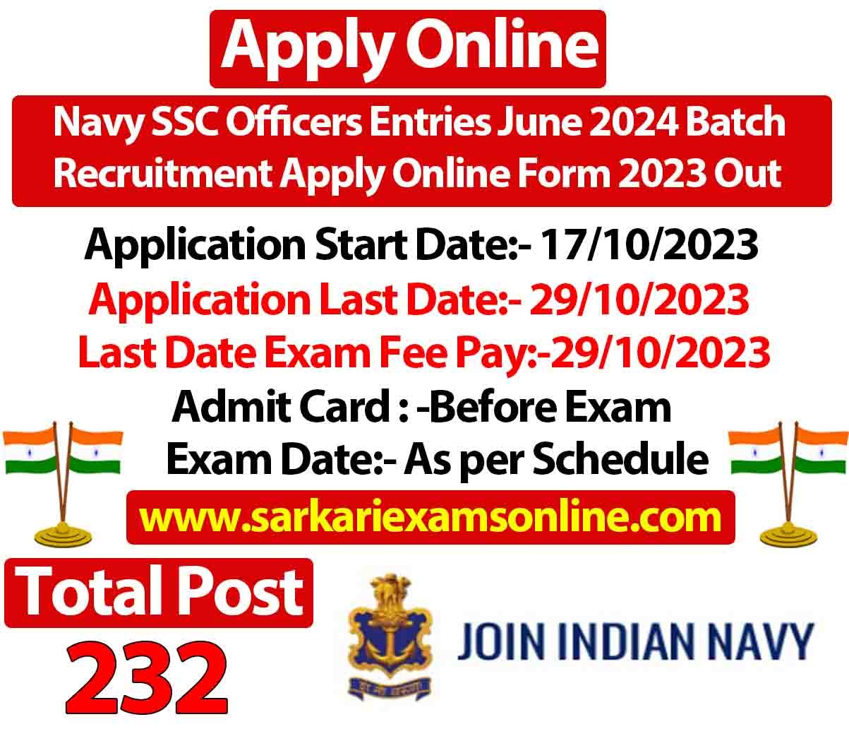 Navy SSC Officers Entries June 2024 Batch Recruitment Apply Online Form